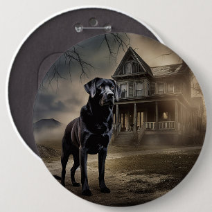 Schwarzes Labrador Halloween Beängstigend Button