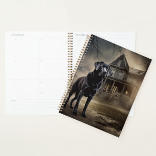 Schwarzes Labrador Halloween Beängstigend Planer