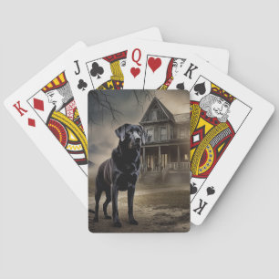 Schwarzes Labrador Halloween Beängstigend Spielkarten