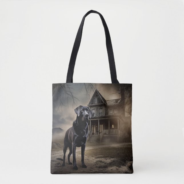 Schwarzes Labrador Halloween Beängstigend Tasche (Vorderseite)