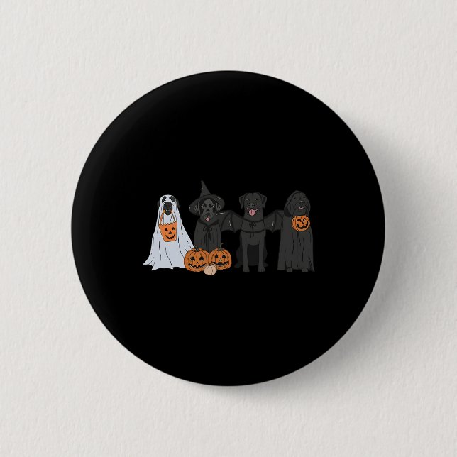 Schwarzes Labrador Halloween Button (Vorderseite)