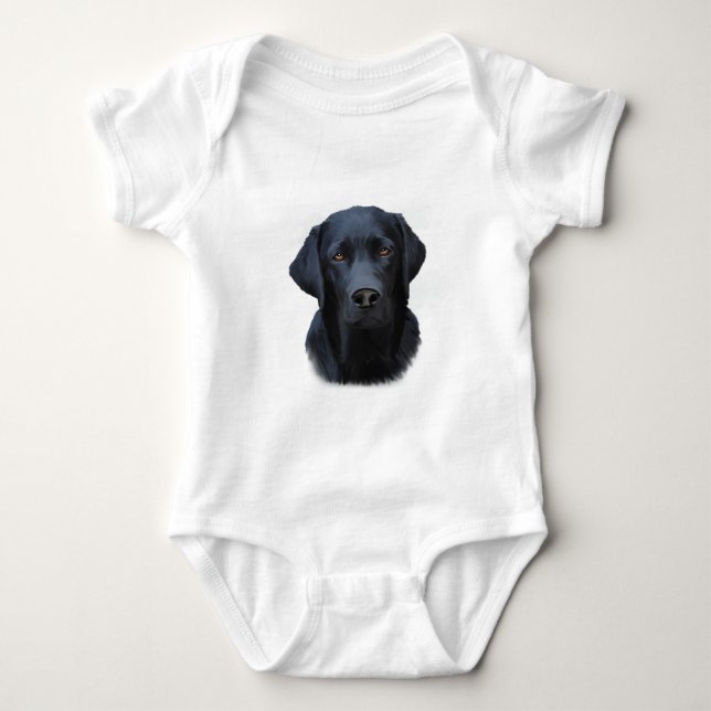Schwarzes Labrador Hund Farbe Farbe Farbe Malerei Baby Strampler (Vorderseite)