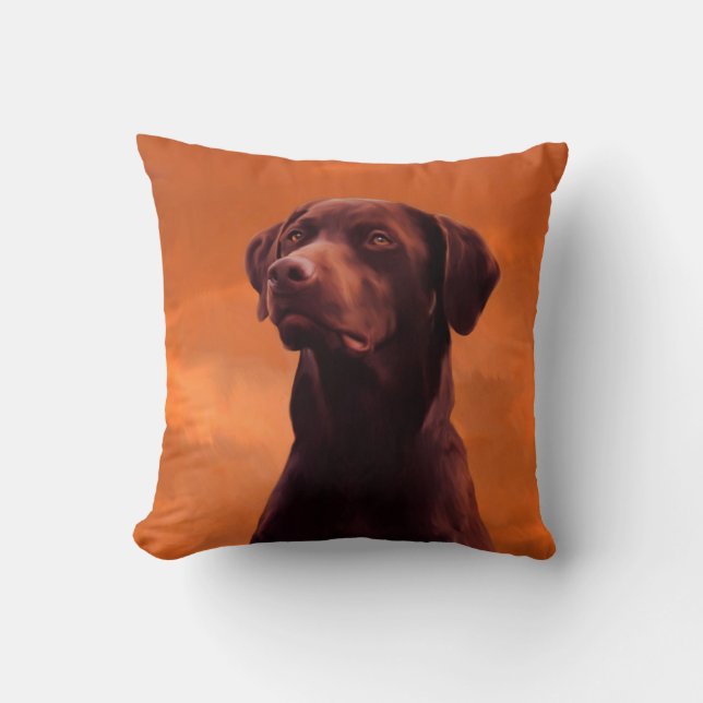 Schwarzes Labrador Hundportrait Kissen (Vorderseite)