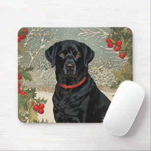 Schwarzes Labrador im Winter Mousepad