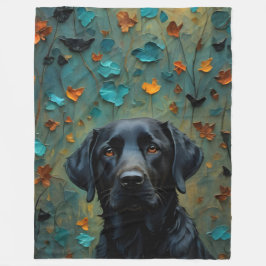Schwarzes Labrador in Blätter Fleecedecke