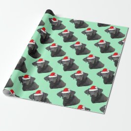 Schwarzes Labrador in einer Weihnachtsmannmütze Geschenkpapier