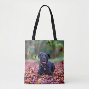 Schwarzes Labrador in Herbstlauben Tasche