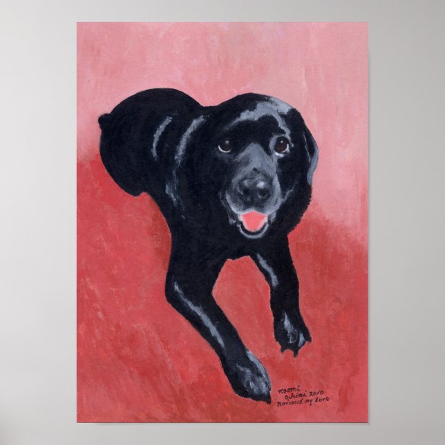 Schwarzes Labrador Lächeln Artwork Poster (Vorne)