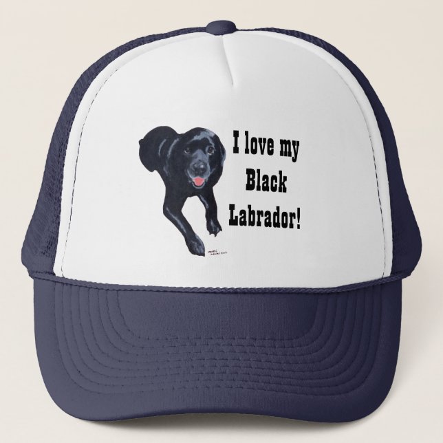 Schwarzes Labrador-Lächeln Truckerkappe (Vorderseite)