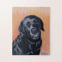 Schwarzes Labrador Lächelnde Malerei