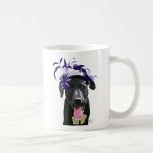 Schwarzes Labrador mit blauem Fascinator Kaffeetasse