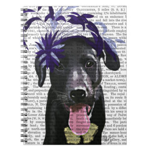 Schwarzes Labrador mit blauem Fascinator Notizblock