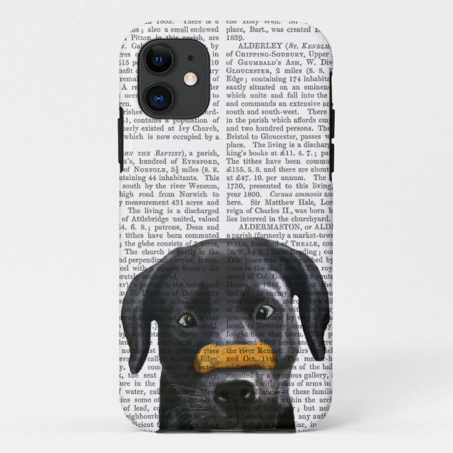 Schwarzes Labrador mit dem Knochen auf Nase Case-Mate iPhone Hülle (Rückseite)