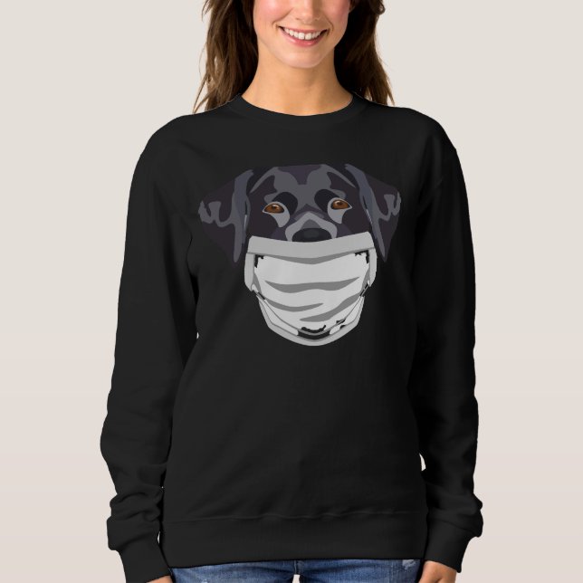 Schwarzes Labrador mit Gesichtsmaske Sweatshirt (Vorderseite)