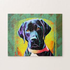 Schwarzes Labrador mit Halsband