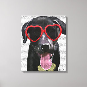 Schwarzes Labrador mit Herz-Sonnenbrille Leinwanddruck