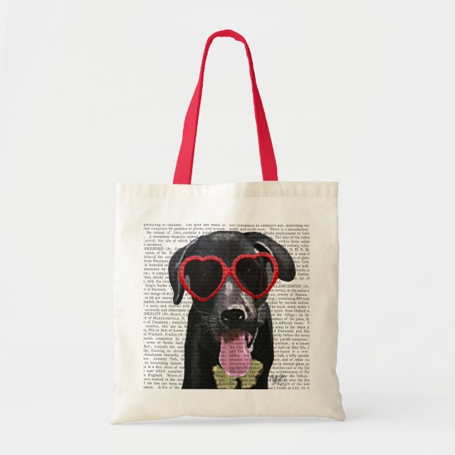 Schwarzes Labrador mit Herzsonnenbrille Tragetasche (Vorne)
