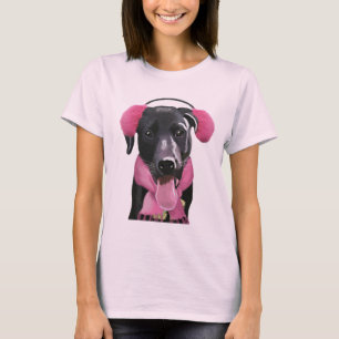 Schwarzes Labrador mit Ohr-Muffen T-Shirt