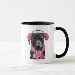 Schwarzes Labrador mit Ohr-Muffen Tasse