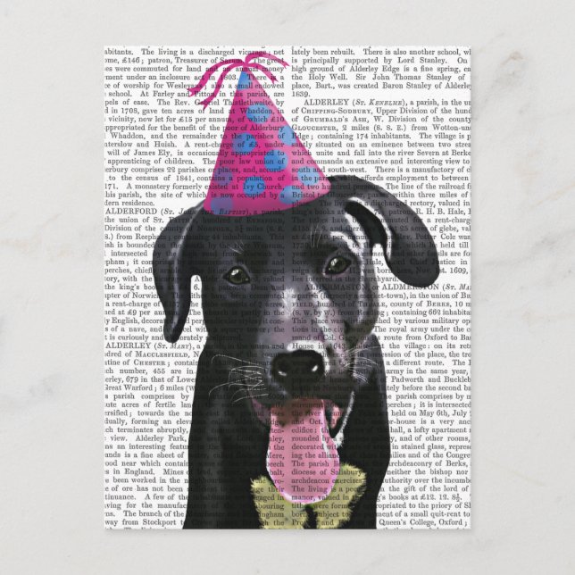 Schwarzes Labrador mit Party-Hut Einladungspostkarte (Vorderseite)