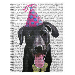 Schwarzes Labrador mit Party-Hut Notizblock