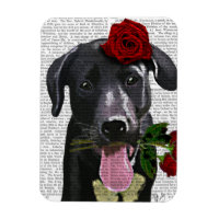 Schwarzes Labrador mit Rose