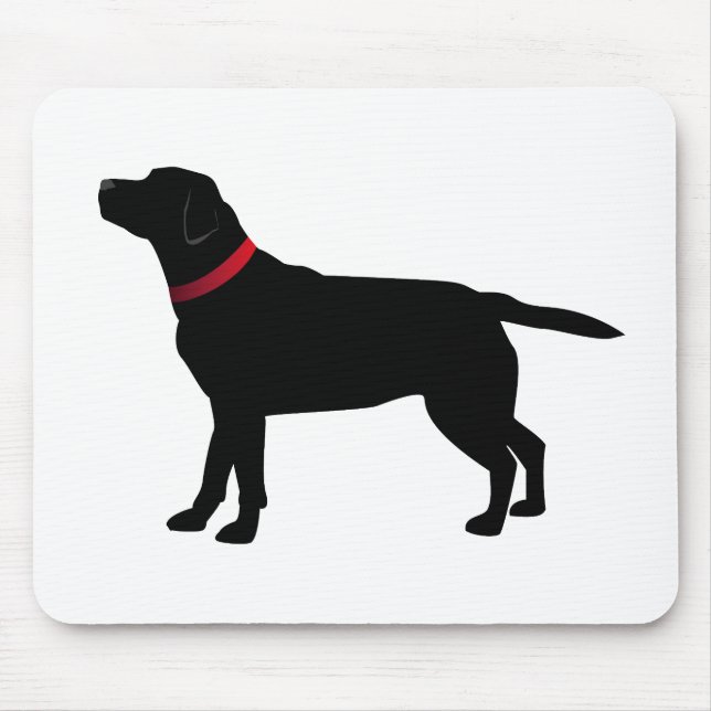 Schwarzes Labrador mit rotem Kragen Mousepad (Vorne)