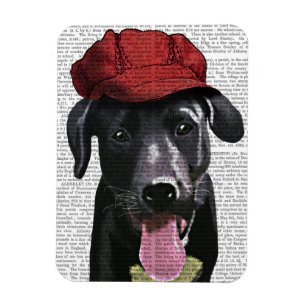 Schwarzes Labrador mit roter Kappe Magnet