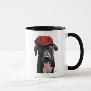 Schwarzes Labrador mit roter Spitze Tasse