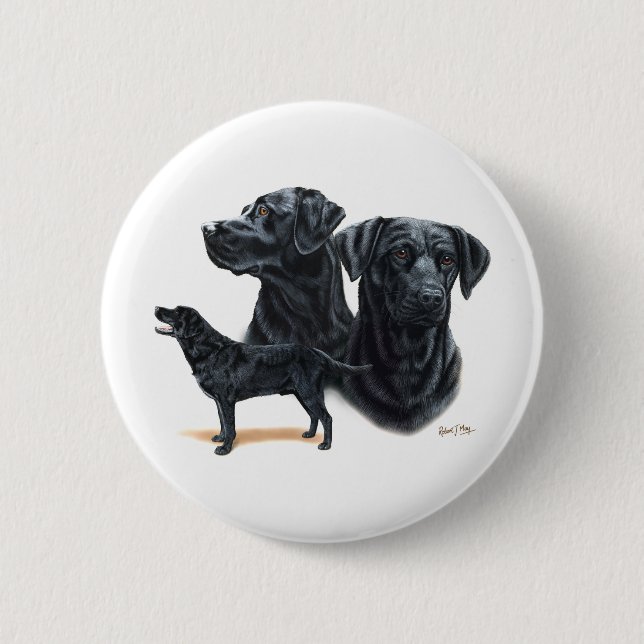Schwarzes Labrador retriever Button (Vorderseite)