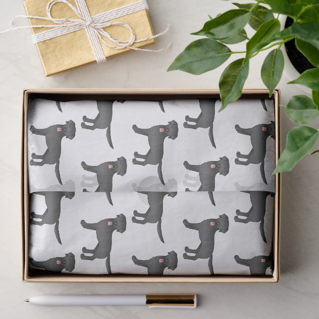 Schwarzes Labrador Retriever Cartoon Dog Muster Seidenpapier (Geschenk)
