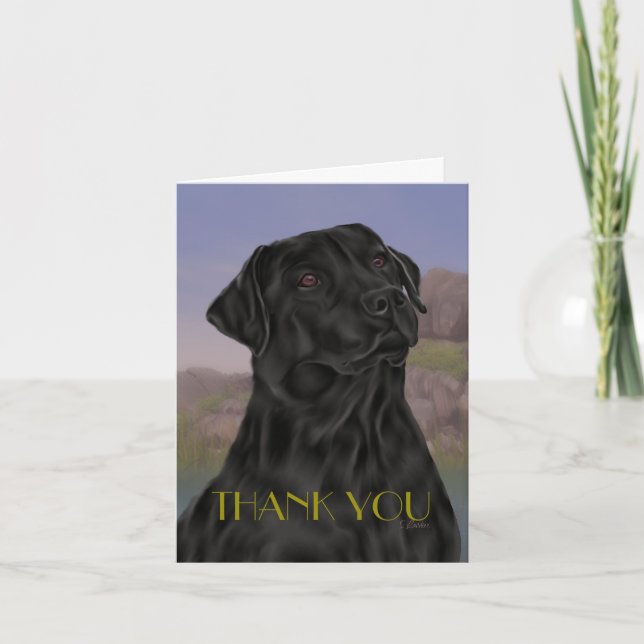 Schwarzes Labrador retriever danken Ihnen Dankeskarte (Vorderseite)