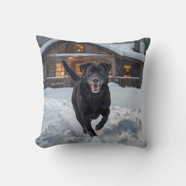Schwarzes Labrador Retriever Elegantes Throw Kisse Kissen (Vorderseite)