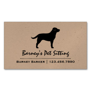 Schwarzes Labrador Retriever Hund Silhouette Schwa Magnetische Visitenkarte