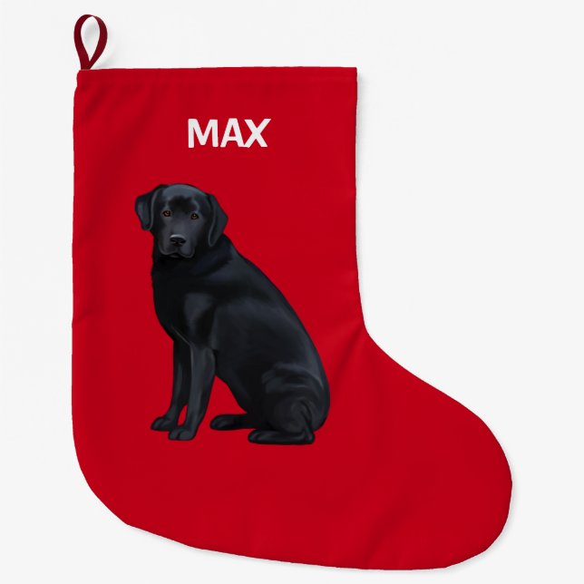 Schwarzes Labrador retriever im Porträt Großer Weihnachtsstrumpf (Vorderseite)