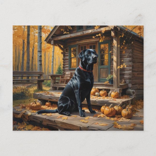 Schwarzes Labrador Retriever Log Kabine Herbst (Vorderseite)