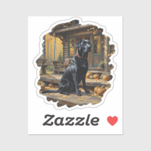 Schwarzes Labrador Retriever Log Kabine Herbst Aufkleber