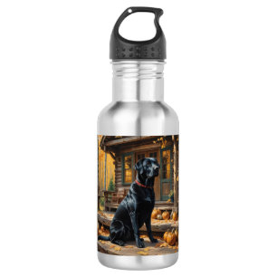Schwarzes Labrador Retriever Log Kabine Herbst Edelstahlflasche