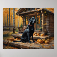 Schwarzes Labrador Retriever Log Kabine Herbst