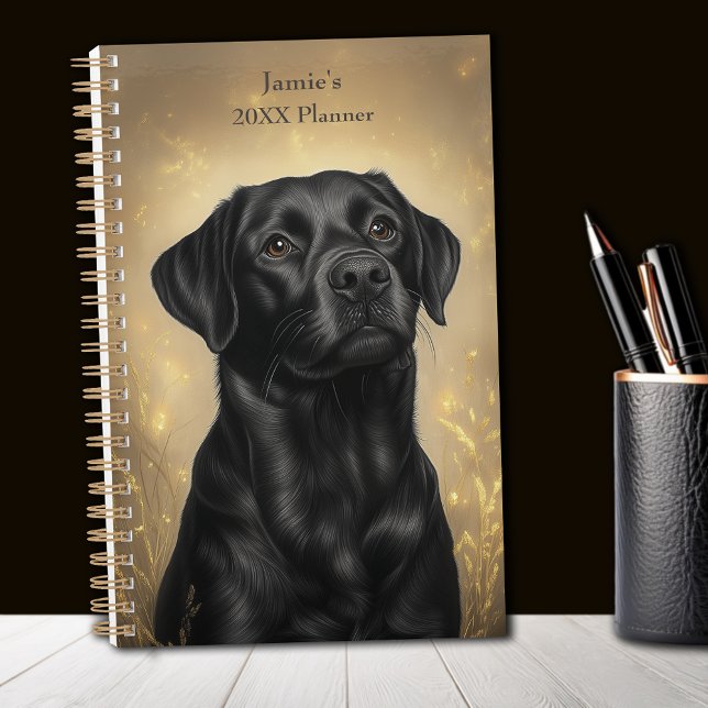 Schwarzes Labrador Retriever Portrait Personalisie Planer (Black Labrador Retriever Portrait Personalized Planner)