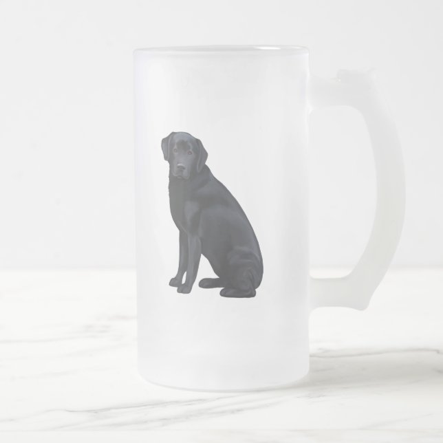 Schwarzes Labrador retriever-Porträt Mattglas Bierglas (Rechts)