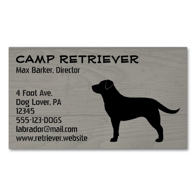 Schwarzes Labrador Retriever Silhouette Black Lab Magnetische Visitenkarte (Vorderseite)