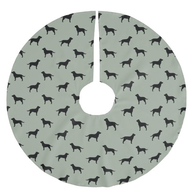 Schwarzes Labrador-Retriever-Silhouette-Muster Polyester Weihnachtsbaumdecke (Vorderseite)