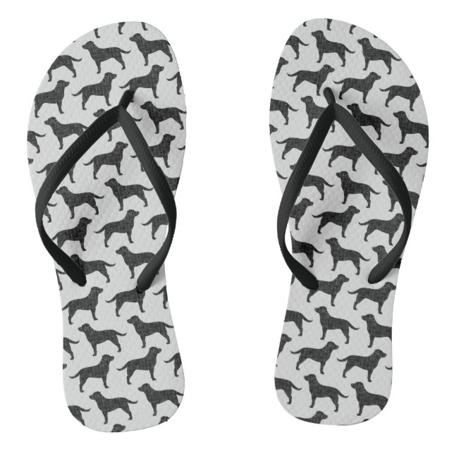 Schwarzes Labrador Retriever Silhouetten Muster Flip Flops (Fußbett)