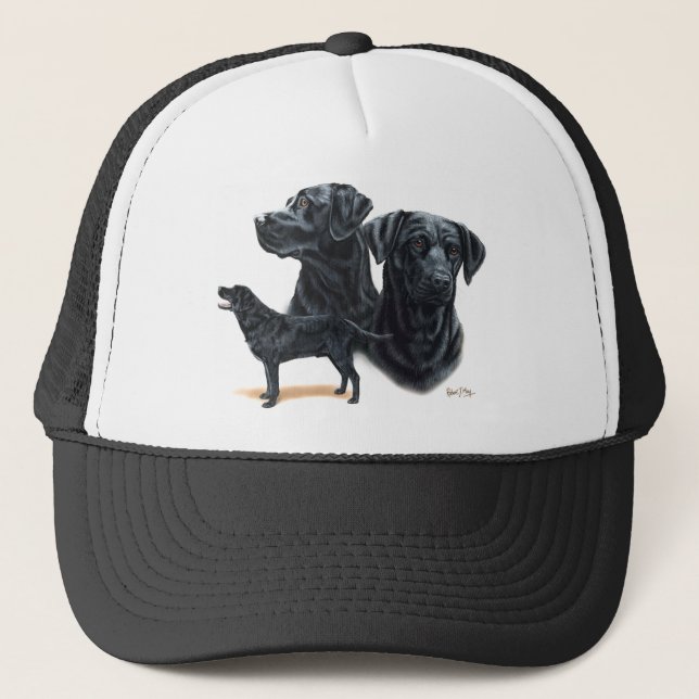 Schwarzes Labrador retriever Truckerkappe (Vorderseite)