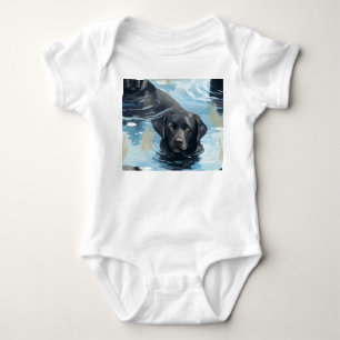 Schwarzes Labrador-Schwimmmuster Baby Strampler