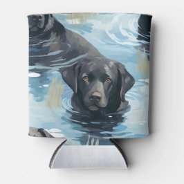Schwarzes Labrador-Schwimmmuster Dosenkühler
