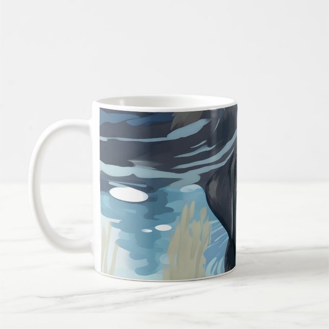 Schwarzes Labrador-Schwimmmuster Kaffeetasse (Links)