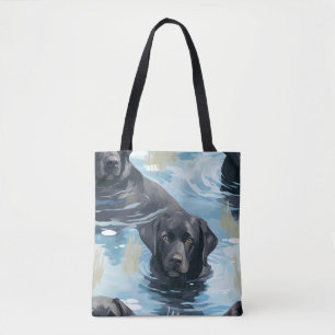 Schwarzes Labrador-Schwimmmuster Tasche