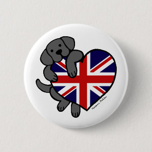 Schwarzes Labrador u. Cartoon des Button